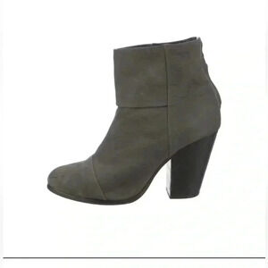 [7.5][W]Rag & Bone Newbury Nubuck Black Leather Heeled  Ankle Boots